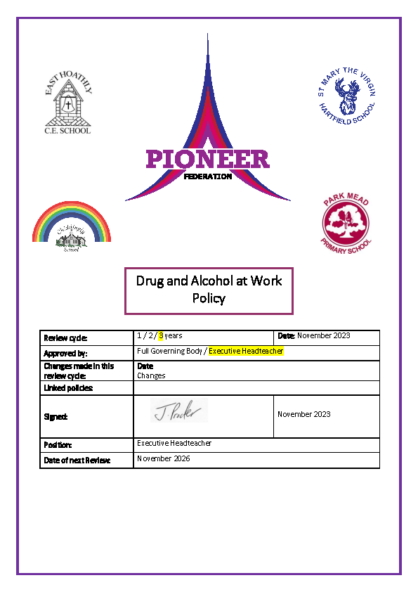Drugs & Alcohol at Work Policy
