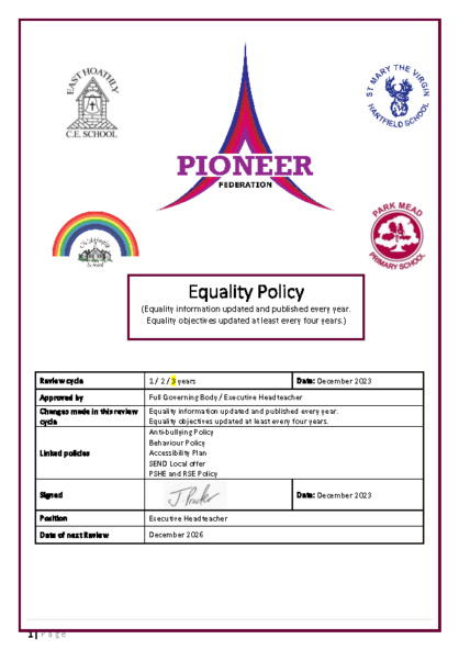 Equality Information & Objectives Statement
