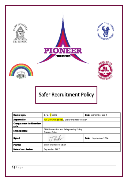 Safer Recruitment Policy