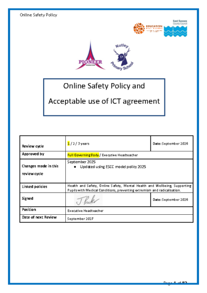 Online Safety Policy & Acceptable Use Agreements