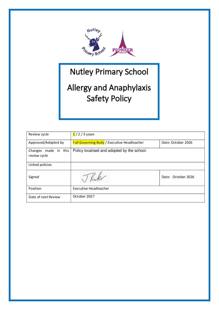 Allergy & Anaphylaxis Policy