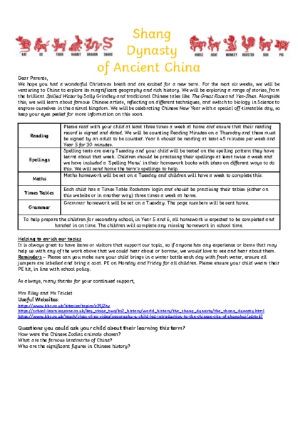 Term 3 2022/23 – Shang Dynasty of Ancient China