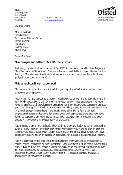 Ofsted Report April 2019