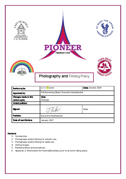 Photography & Filming Policy