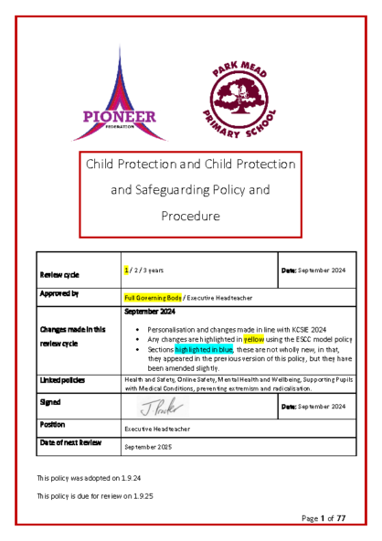 Child Protection & Safeguarding Policy & Procedure