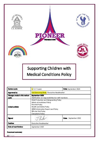 Supporting Pupils with Medical Conditions Policy