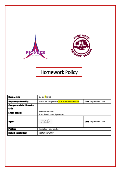 Homework Policy