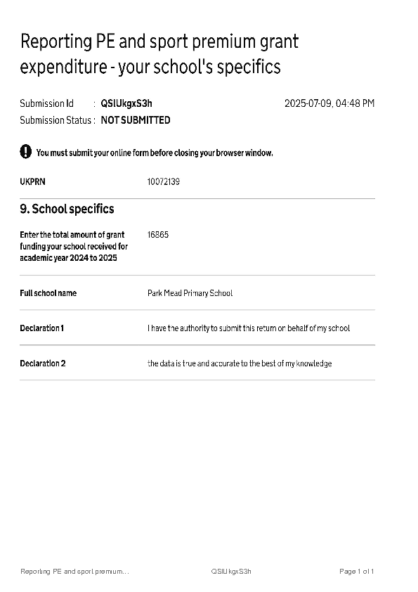 Reporting PE and sport premium grant expenditure – your school’s specifics