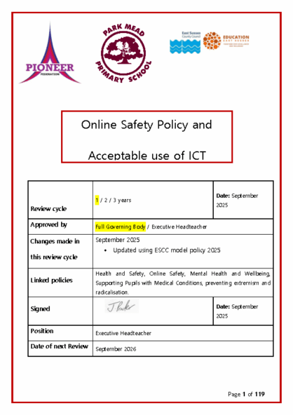 Online Safety Policy & Acceptable Use Agreements