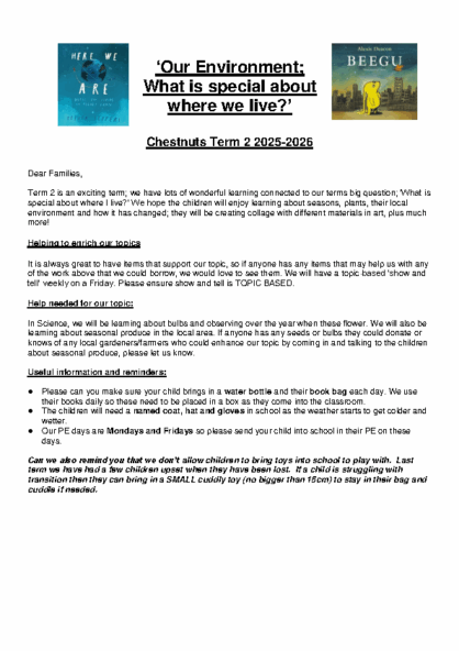 Term 2 2025/26 – What is Special About Where We Live?