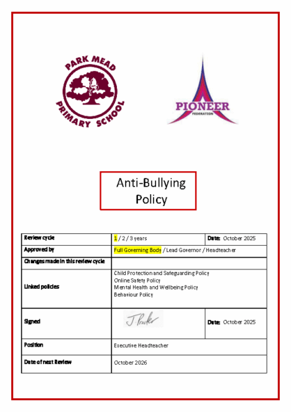 Anti-Bullying Policy
