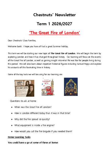 Term 1 2026/27 – The Great Fire of London