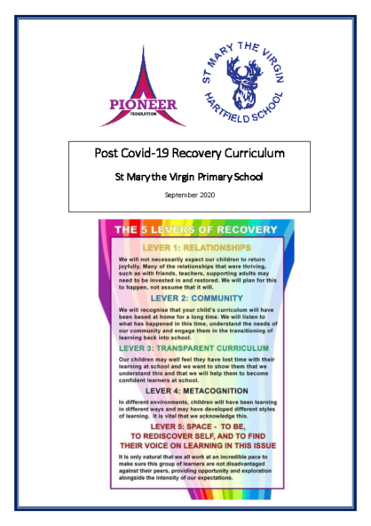 Recovery Curriculum 2020