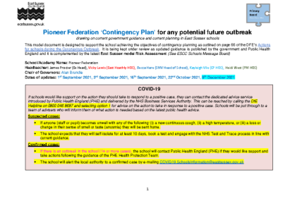 Pioneer Federation Contingency Plan Dec 2021