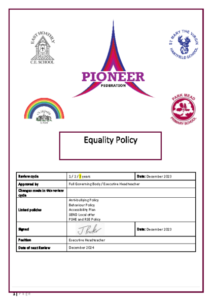 Equality Policy & Objectives