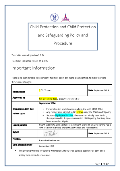 Child Protection & Safeguarding Policy & Procedure