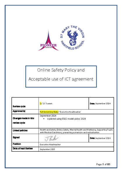 Online Safety Policy & Acceptable Use Agreement