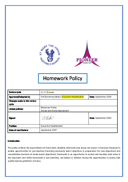 Homework Policy