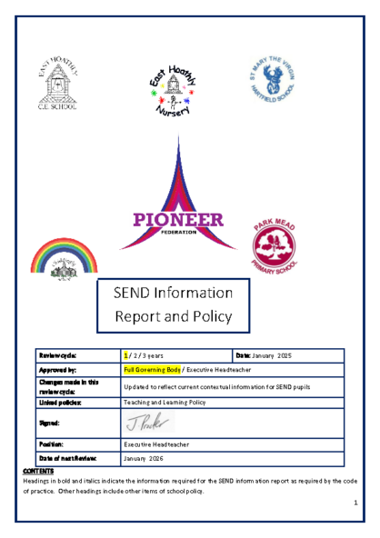 SEND Information Report & Policy 2025-26