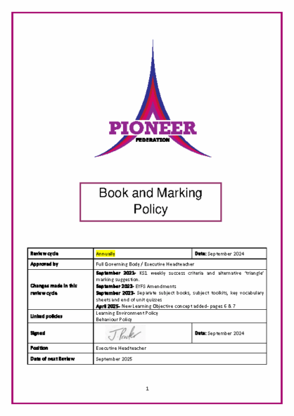 Book & Marking Policy