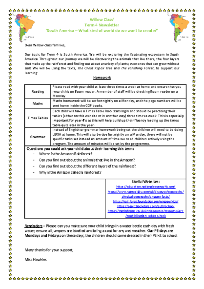 Term 4 2024/25 – South America – What kind of world do we want to create?