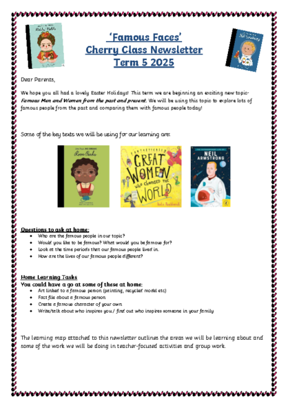 Term 5 2024/25 – Famous Faces