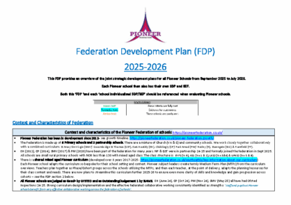 Pioneer Federation Development Plan (FDP) 2025-26