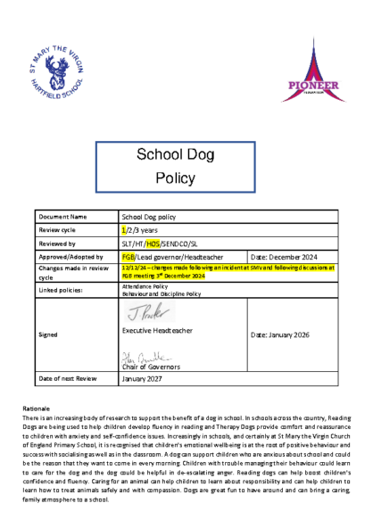 School Dog Policy