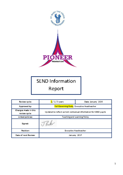 SEND Information Report 2026-27