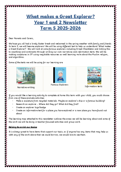 Term 5 2025/26 – What Makes a Great Explorer?