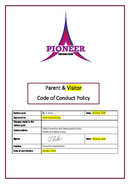 Parent & Visitor Code of Conduct