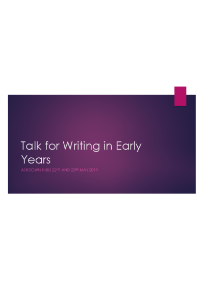 Talk for Writing in Early Years