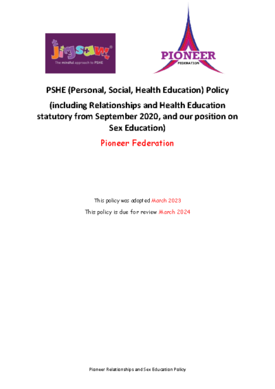 PSHE & SRE Policy