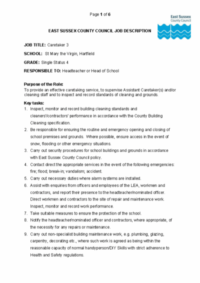 Caretaker Job Description