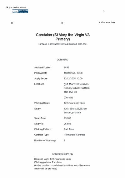 Caretaker Job Details