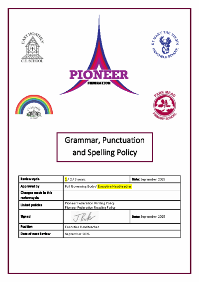 Grammar, Punctuation & Spelling Policy
