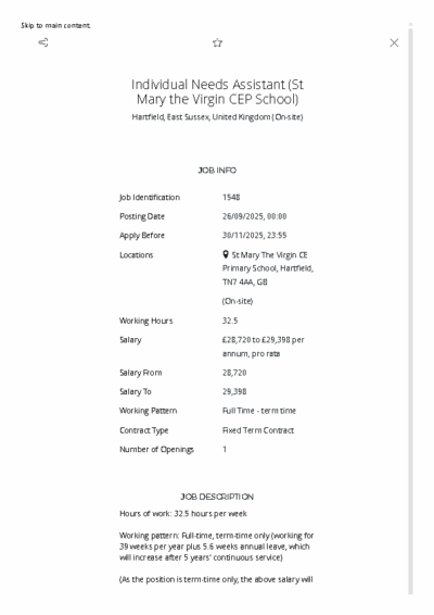 Individual Needs Assistant Job Details