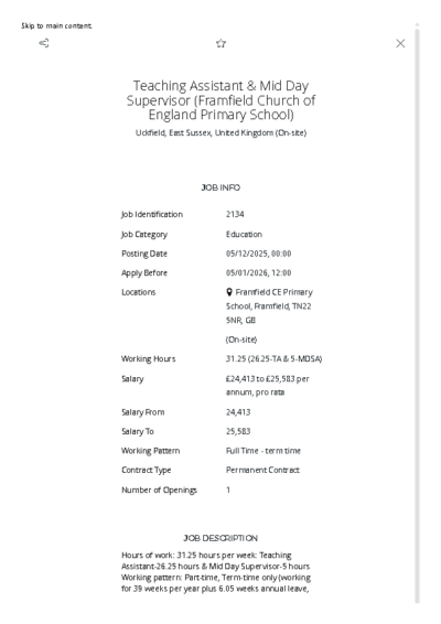 TA & MDSA Job Details