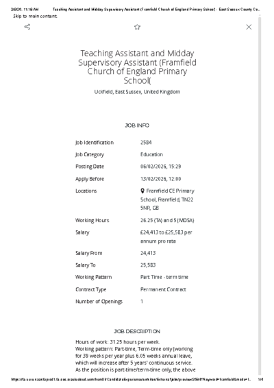 TA & MSDA Job Details