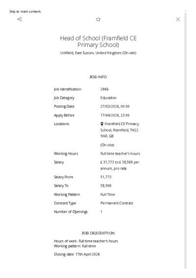 Head of School Job Details