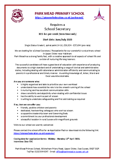 School Secretary Job Advert