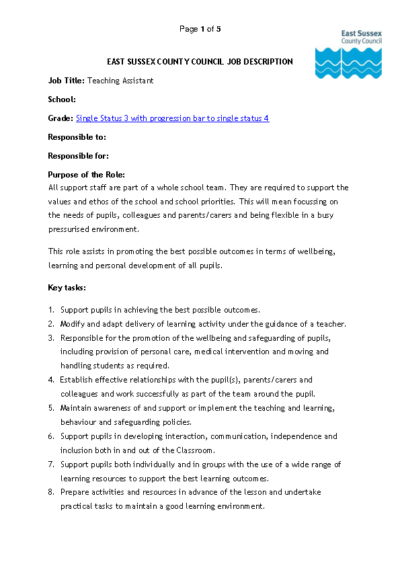 Teaching Assistant Job Description