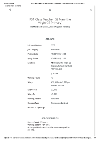 KS1 Class Teacher (St Mary the Virgin CE Primary) – East Sussex County Council Careers
