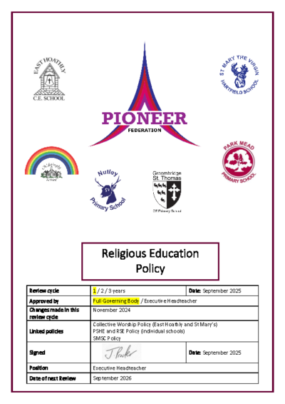 Religious Education Policy