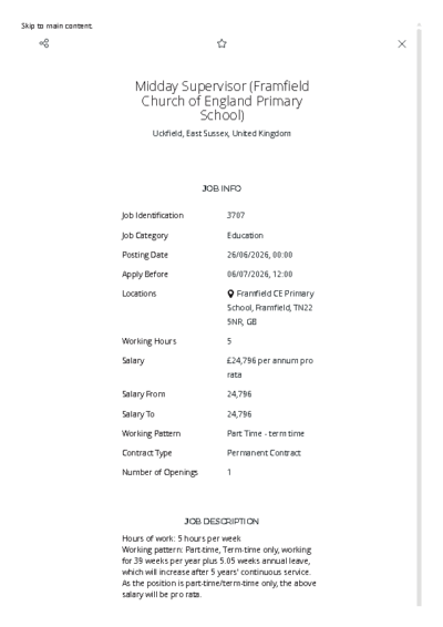 Midday Supervisor Job Details