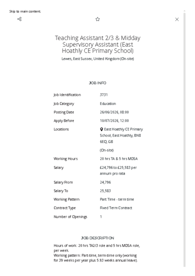 Teaching Assistant 2_3 & Midday Supervisory Assistant Job Details